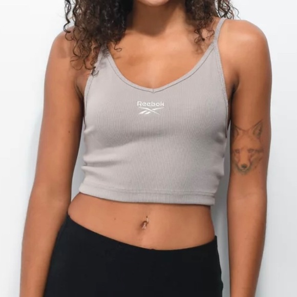 Reebok Classics Strappy Rib Khaki Tank Top - Picture 2 of 3